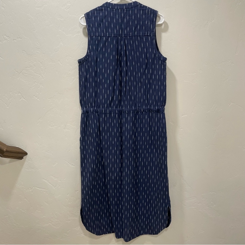 Faherty Saylor Midi Dress in Midnight Ikat Womens Medium Pockets Blue Sleeveless - Picture 15 of 15